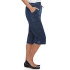 Petite Croft & Barrow&reg; Embellished-hem Capris, Women's, Size: 10 Petite, Blue (navy)