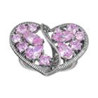Lavish By Tjm Sterling Silver Pink Cubic Zirconia Openwork Heart Ring - Made With Swarovski Marcasite, Women's, Size: 9