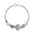 Individuality Beads Crystal Sterling Silver Snake Chain Bracelet & Love Heart Bead Set, Women's, Size: 8.5, Multicolor