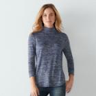 Women's Sonoma Goods For Life&trade; Marled Mockneck Tee, Size: Large, Dark Blue