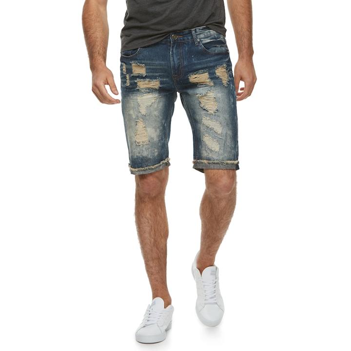 Men's Xray Slim-fit Distressed Denim Shorts, Size: 32, Med Blue