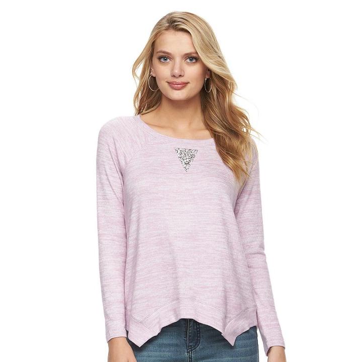 Women's Juicy Couture Embellished Triangle Sweater, Size: Xl, Brt Purple