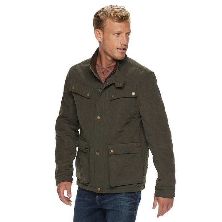 Men's Urban Republic Microfiber 4-pocket Safari Jacket, Size: Medium, Dark Green