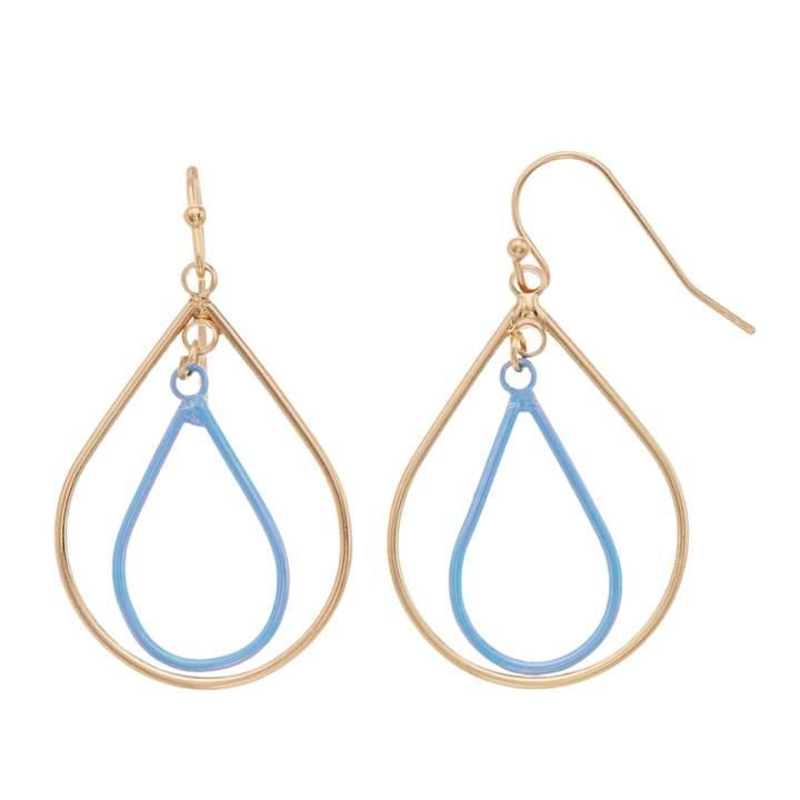 Lc Lauren Conrad Blue Nickel Free Teardrop Earrings, Women's