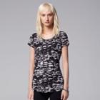 Women's Simply Vera Vera Wang Printed Scoopneck Tee, Size: Xl, Grey (charcoal)