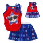 Girls 4-14 Dollie & Me Patriotic Ruched Glitter Tank Top & Tutu Skort Set, Girl's, Size: 6, Red