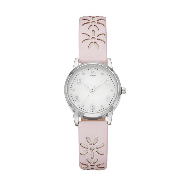 Women's Floral Cutout Watch, Size: Small, Pink