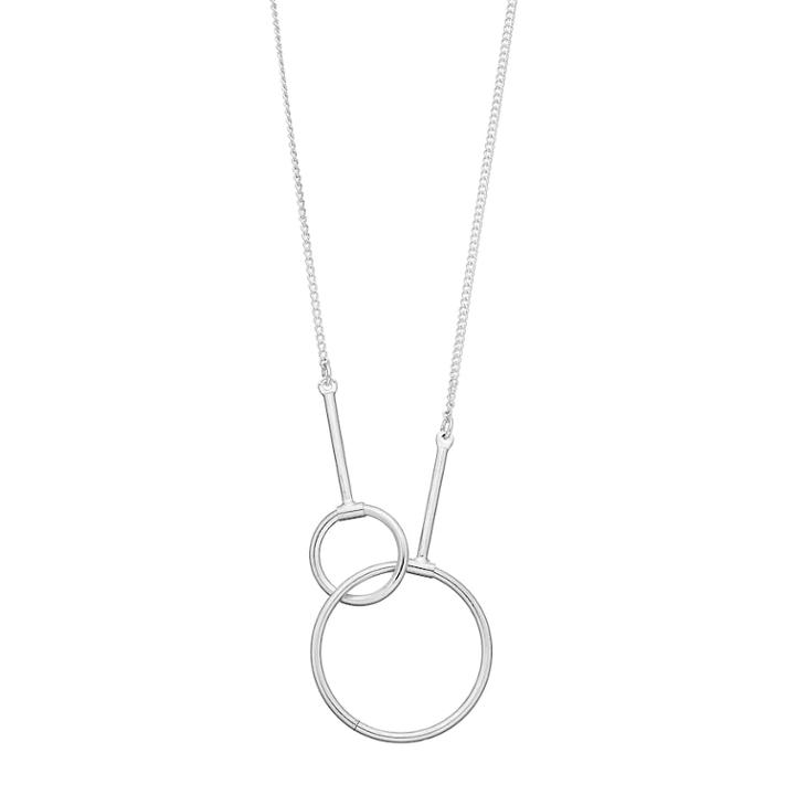 Interlocked Asymmetrical Circle Necklace, Women's, Silver