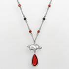 Arkansas Razorbacks Silver Tone Crystal Logo Teardrop Y Necklace, Women's, Multicolor