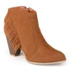 Journee Collection Qmac Women's Fringed Ankle Boots, Girl's, Size: 10, Brown