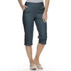 Petite Croft & Barrow&reg; Buttoned Pull-on Capris, Women's, Size: 8 Petite, Blue