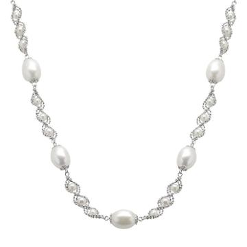 Pearlustre By Imperial Freshwater Cultured Pearl Sterling Silver Imperial Lace Station Necklace, Women's, Size: 18, White