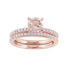 14k Rose Gold Morganite & 5/8 Carat T.w. Diamond Engagement Ring Set, Women's, Size: 9, Pink