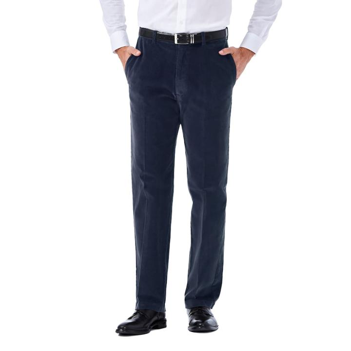 Men's Haggar Classic-fit Stretch Expandable Waistband Corduroy Pants, Size: 42x30, Med Blue