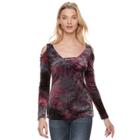 Women's Rock & Republic&reg; Strappy Cold-shoulder Velvet Top, Size: Medium, Red