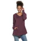 Juniors' So&reg; High-low Solid Fleece Tunic Hoodie, Teens, Size: Small, Drk Purple