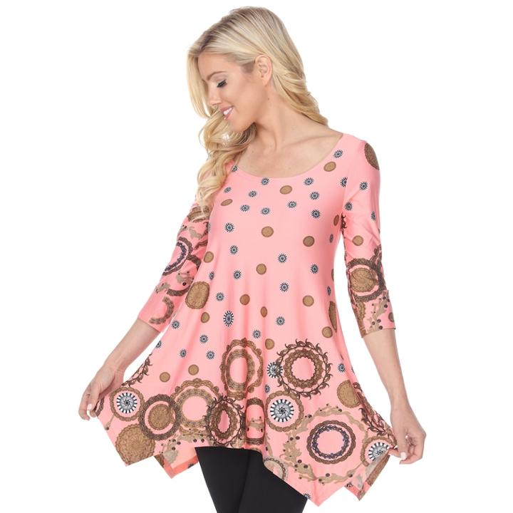 Women's White Mark Scroll Tunic, Size: Xl, Lt Orange