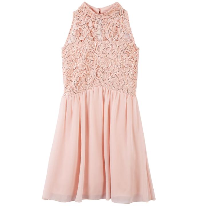 Girls 7-16 Speechless Sequin Lace Mockneck Dress, Size: 8, Light Pink