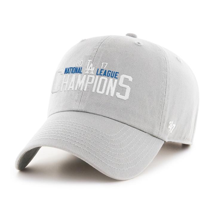 Adult '47 Brand Los Angeles Dodgers 2017 National League Champs Clean Up Adjustable Cap, Men's, Grey