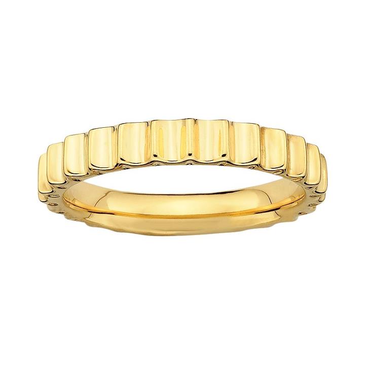 Stacks And Stones 18k Gold Over Silver Beveled Stack Ring, Women's, Size: 9, Yellow
