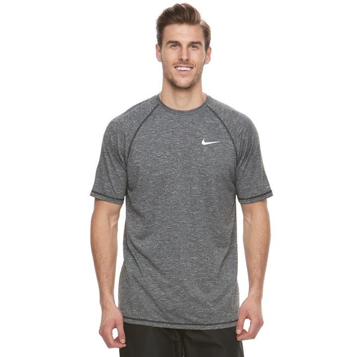 Big & Tall Nike Swim Heathered Hydroguard Tee, Men's, Size: L Tall, Black