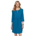 Women's Dana Buchman Drawstring Crepe Dress, Size: Large, Med Blue