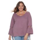 Plus Size Sonoma Goods For Life&trade; Textured Lace Peasant Top, Women's, Size: 3xl, Purple