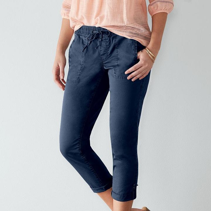 Women's Sonoma Goods For Life&trade; Pull-on Utility Capris, Size: 12, Dark Blue