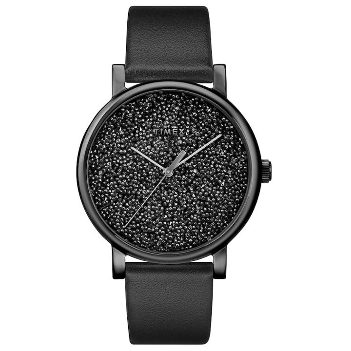 Timex Women's Elevated Classic Crystal Accent Leather Watch - Tw2r95100jt, Size: Medium, Black