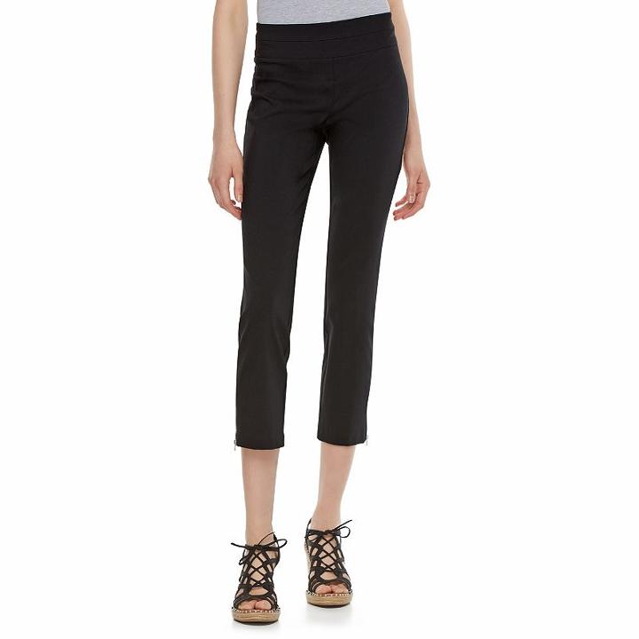 Juniors' Joe B Stacked Zipper Ankle Pants, Girl's, Size: Small, Black
