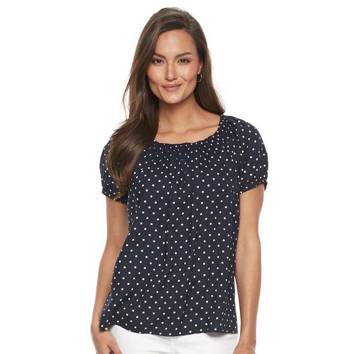 Women's Croft & Barrow&reg; Peasant Top, Size: Medium, Blue