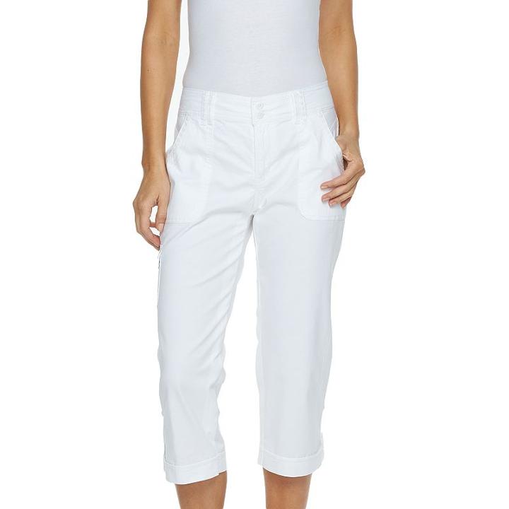Women's Gloria Vanderbilt Mae Cargo Capris, Size: 4, White