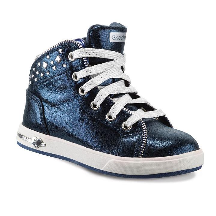 Skechers Shoutouts Zipsters Toddler Girls' High-top Sneakers, Girl's, Size: 7 T, Blue (navy)