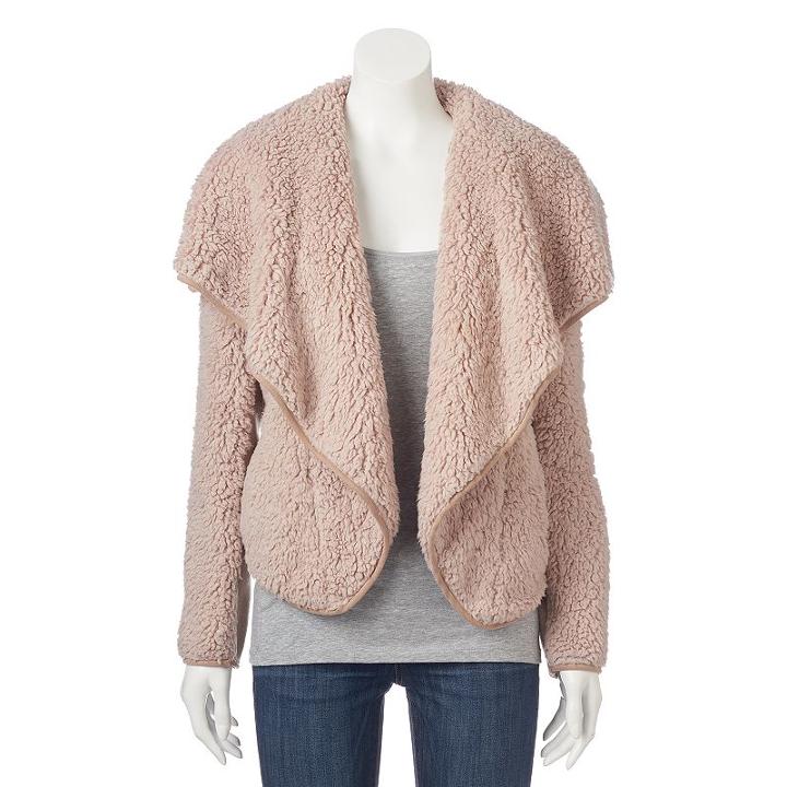 Juniors' Coffee Shop Open Front Wubby Jacket, Girl's, Size: Xl, Brown Oth