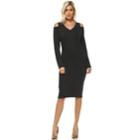 Women's White Mark Solid Cold-shoulder Sheath Dress, Size: Medium, Grey (charcoal)