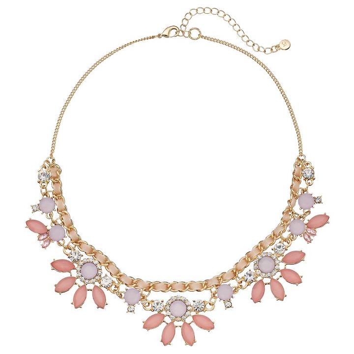 Lc Lauren Conrad Pink Fan Statement Necklace, Women's