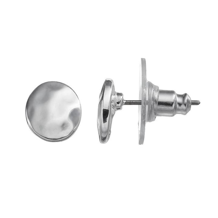 Chaps Hammered Oval Stud Earrings, Women's, Silver