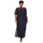 Plus Size Maya Brooke Ruched Lace Dress, Women's, Size: 20 W, Blue (navy)