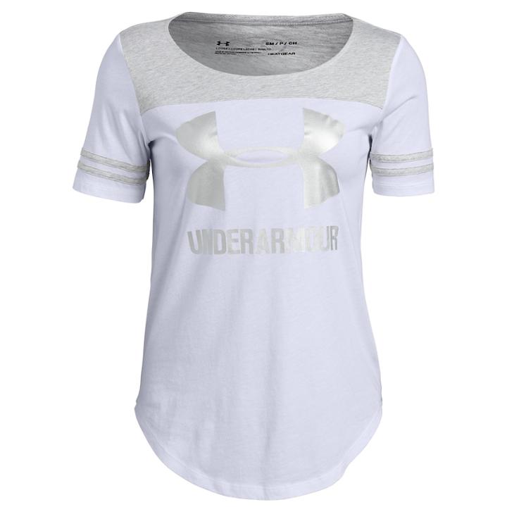 Women's Under Armour Sportstyle Logo Baseball Tee, Size: Large, Natural