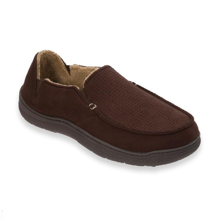 Men's Dearfoams Perforated Microfiber Closed Back Slippers, Size: Xl, Lt Brown