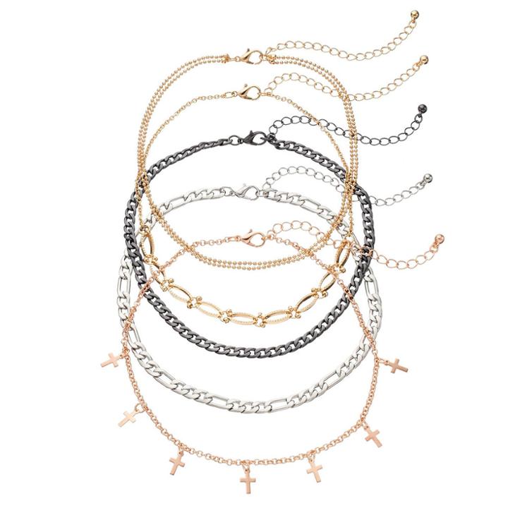 Mudd&reg; Cross Station & Chain Choker Necklace Set, Women's, Multicolor