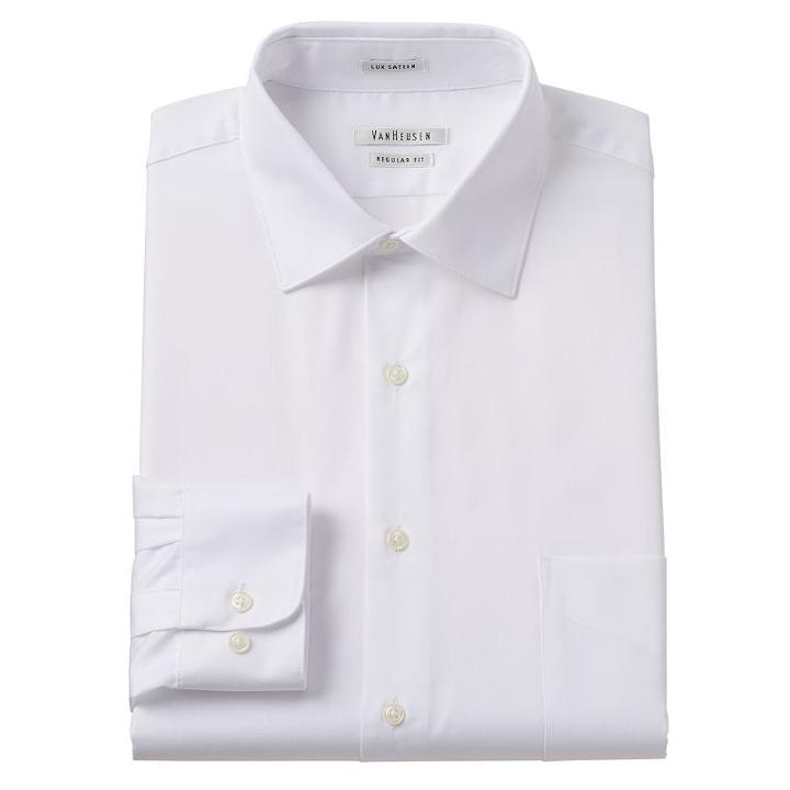 Men's Van Heusen Regular-fit Lux Sateen Dress Shirt, Size: 15-32/33, White