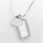 Penn State Nittany Lions Sterling Silver Cubic Zirconia Dog Tag Pendant, White