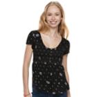 Juniors' About A Girl Print Smocked Babydoll Tee, Size: Small, Grey (charcoal)