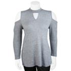 Juniors' Plus Size Iz Byer Cutout Cold-shoulder Top, Teens, Size: 3xl, Light Grey