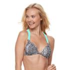 Medallion Crisscross Push-up Bikini Top, Teens, Size: Large, Black White