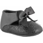 Baby Girl Wee Kids Ankle Strap Bow Dress Crib Shoes, Size: 0, Black
