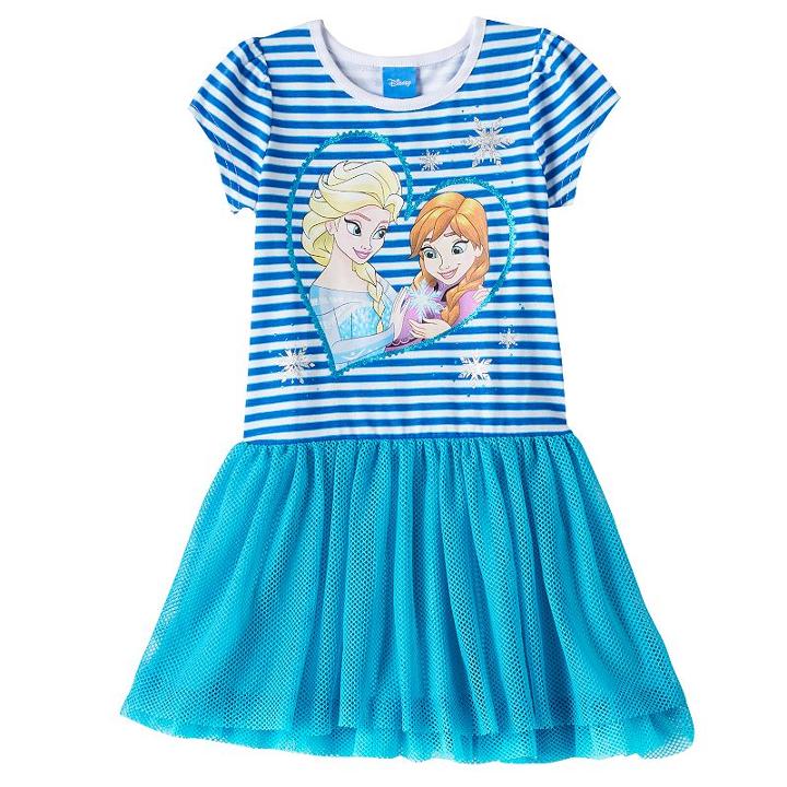 Disney's Frozen Anna & Elsa Girls 4-6x Glitter Striped Drop-waist Dress, Girl's, Size: 6x, Turquoise/blue (turq/aqua)