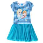 Disney's Frozen Anna & Elsa Girls 4-6x Glitter Striped Drop-waist Dress, Girl's, Size: 6x, Turquoise/blue (turq/aqua)
