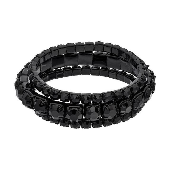 Mudd&reg; Black Cup Chain Stretch Bracelet Set, Women's
